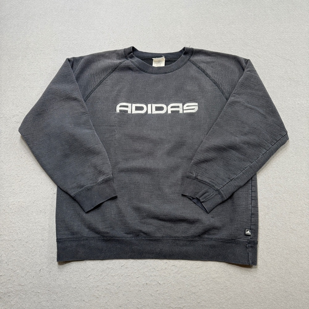 Vintage Adidas Sweater Men's Large Black Crewneck Fleece Lined Pullover Canada